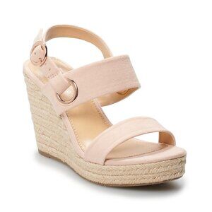 LC Lauren Conrad Sherbet/Natural wedge sandals